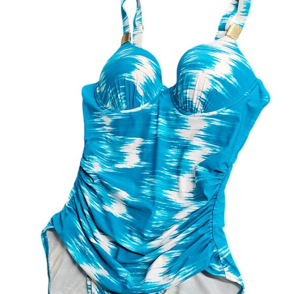 SPANX Womens One Piece Swimsuit, Ruched, Shaping, Underwire, Size 10 B/C - Picture 2 of 8